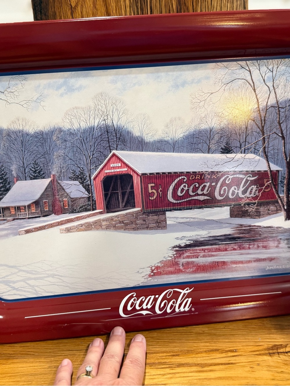 Coca Cola Red Snowy Covered Bridge Holiday Print